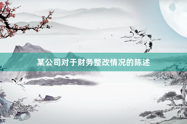 某公司对于财务整改情况的陈述